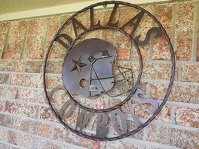 24" DALLAS COWBOYS HELMET CUSTOM VINTAGE METAL WALL ART WESTERN HOME DECOR VINTAGE RUSTIC BRONZE NEW
