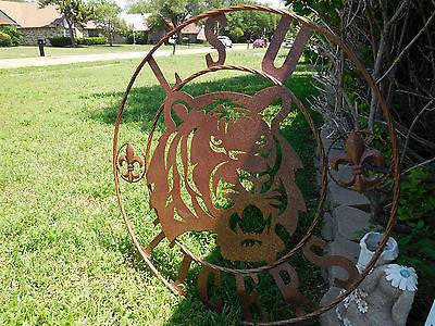 LSU TIGERS METAL CUSTOM VINTAGE CRAFT ART SIGN  WESTERN HOME DECOR 12,18",24",32",36"