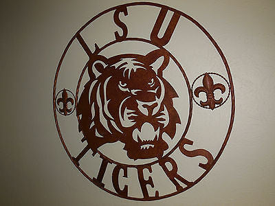 LSU TIGERS METAL CUSTOM VINTAGE CRAFT ART SIGN  WESTERN HOME DECOR 12,18",24",32",36"