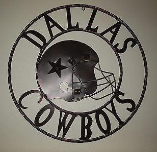 24" DALLAS COWBOYS HELMET CUSTOM VINTAGE METAL WALL ART WESTERN HOME DECOR VINTAGE RUSTIC BRONZE NEW