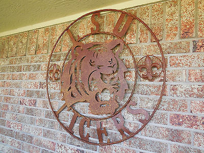 LSU TIGERS METAL CUSTOM VINTAGE CRAFT ART SIGN  WESTERN HOME DECOR 12,18",24",32",36"