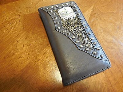 WESTERN CROSS CHECKBOOK BIFOLD MEN'S & WOMEN'S WALLET GENUINE LEATHER NEW