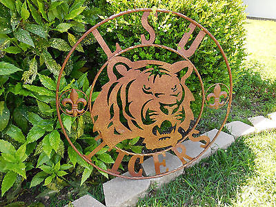 LSU TIGERS METAL CUSTOM VINTAGE CRAFT ART SIGN  WESTERN HOME DECOR 12,18",24",32",36"