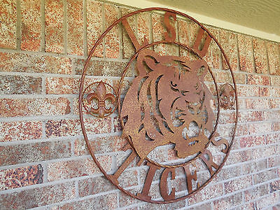 LSU TIGERS METAL CUSTOM VINTAGE CRAFT ART SIGN  WESTERN HOME DECOR 12,18",24",32",36"