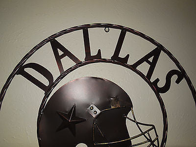 24" DALLAS COWBOYS HELMET CUSTOM VINTAGE METAL WALL ART WESTERN HOME DECOR VINTAGE RUSTIC BRONZE NEW