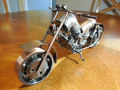 12" HARLEY STYLE MOTORCYCLE METAL COPPER ART HAND CRAFT WESTERN HOME BAR DECOR