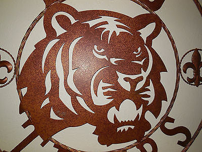 LSU TIGERS METAL CUSTOM VINTAGE CRAFT ART SIGN  WESTERN HOME DECOR 12,18",24",32",36"