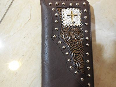 WESTERN CROSS CHECKBOOK BIFOLD MEN'S & WOMEN'S WALLET GENUINE LEATHER NEW