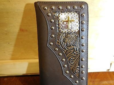 WESTERN CROSS CHECKBOOK BIFOLD MEN'S & WOMEN'S WALLET GENUINE LEATHER NEW