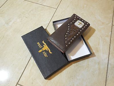 WESTERN CROSS CHECKBOOK BIFOLD MEN'S & WOMEN'S WALLET GENUINE LEATHER NEW