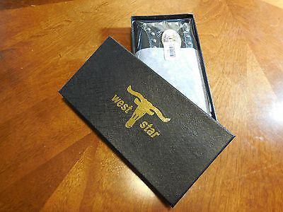 TEXAS LONGHORN CHECKBOOK BI FOLD MEN'S & WOMEN'S GENUINE LEATHER BLACK WALLET