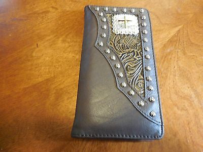 WESTERN CROSS CHECKBOOK BIFOLD MEN'S & WOMEN'S WALLET GENUINE LEATHER NEW