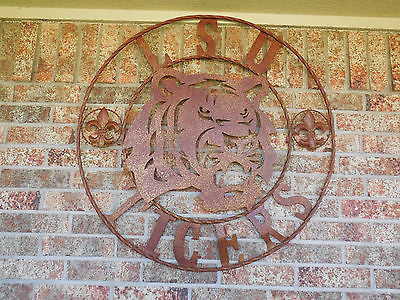 LSU TIGERS METAL CUSTOM VINTAGE CRAFT ART SIGN  WESTERN HOME DECOR 12,18",24",32",36"