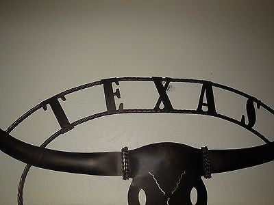 42" X 26" TEXAS LONGHORNS METAL ART WALL DECOR WESTERN HOME DECOR RUSTIC BRONZE NEW #EH12189