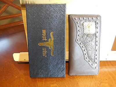 WESTERN CROSS CHECKBOOK BIFOLD MEN'S & WOMEN'S WALLET GENUINE LEATHER NEW