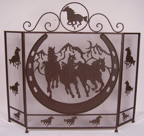 HORSE METAL HORSE SHOE FIRE SCREEN WESTERN HOME DECOR HANDMADE 40.5"X33.5" #DE21264