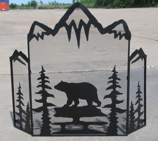 BEAR FIRE SCREEN METAL DECOR WESTERN HOME DECOR HANDMADE 42.5" X 32.5"  #DE21578