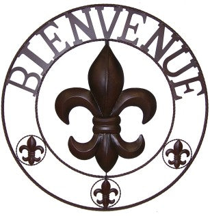 BIENVENUE 24" BROWN METAL SIGN WALL ART WESTERN HOME DECOR HANDMADE #EH10183