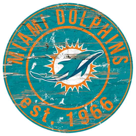 #W110 MIAMI DOLPHINS MDF WOOD NFL TEAM SIGN CUSTOM VINTAGE CRAFT WESTERN HOME DECOR OFFICIAL LICENSED PRODUCT
