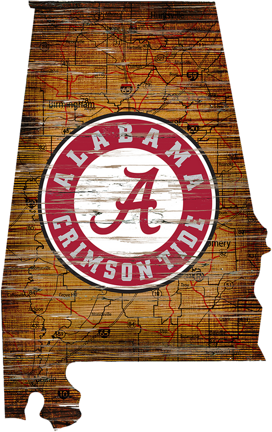 #WST205 ALABAMA CRIMSON TIDE STATE TIN SIGN CUSTOM METAL VINTAGE TEAM CRAFT ART WESTERN HOME DECOR HANDMADE