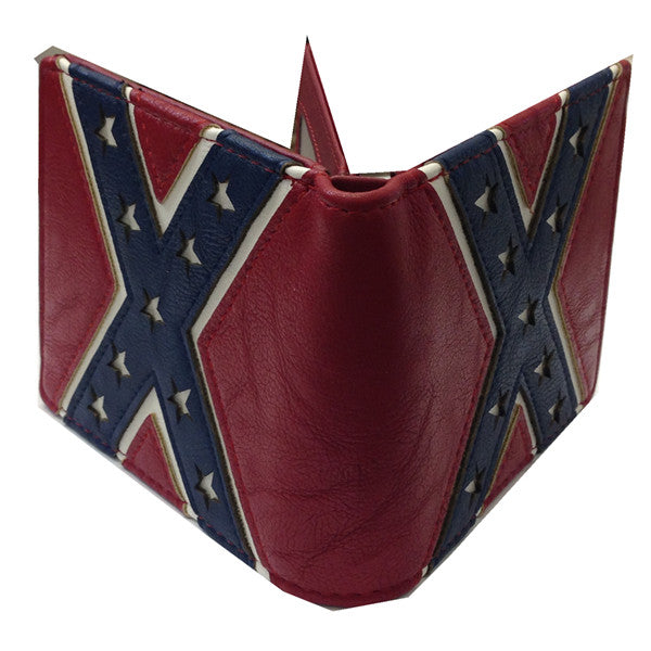 REBEL FLAG WALLET BI FOLD LEATHER WALLET WESTERN FASHION LEATHER CRAFT HANDMADE NEW