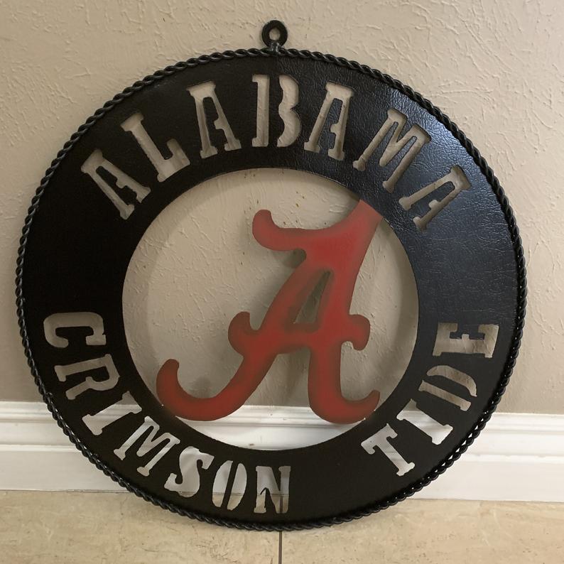 ALABAMA CRIMSON TIDE LASERCUT CUSTOM METAL VINTAGE TEAM CRAFT RED & BLACK HANDMADE