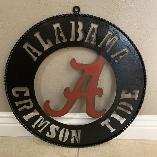 ALABAMA CRIMSON TIDE LASERCUT CUSTOM METAL VINTAGE TEAM CRAFT RED & BLACK HANDMADE
