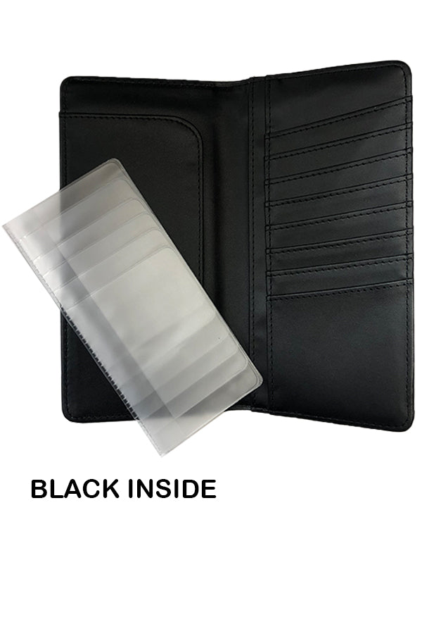 WESTERN CROSS CHECKBOOK BI FOLD MEN'S GENUINE LEATHER BLACK/TAN WALLET