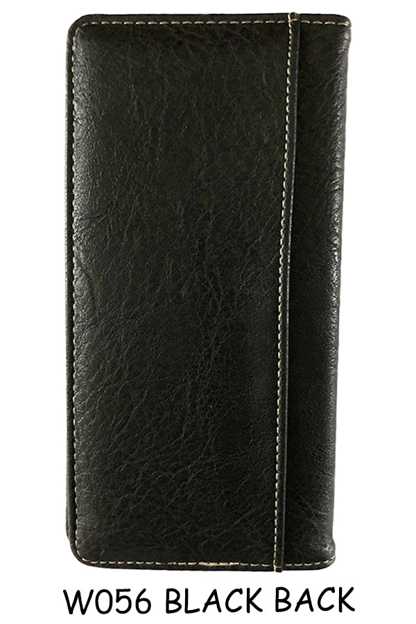 CROSS BLACK & TURQUOISE CROSS CHECK BOOK WALLET WESTERN CHECKBOOK BI FOLD MENS GENUINE LEATHER NEW