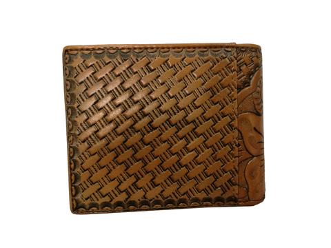 WESTERN GENUINE BI FOLD LEATHER MEN'S SHORT WALLET SILVER/TAN NEW