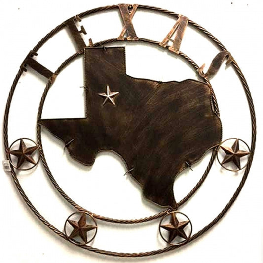 #EH11352 STATE OF TEXAS MAP 24",32" BARBWIRE & TWISTED RING METAL CUSTOM SIGN WESTERN HOME DECOR HANDMADE NEW