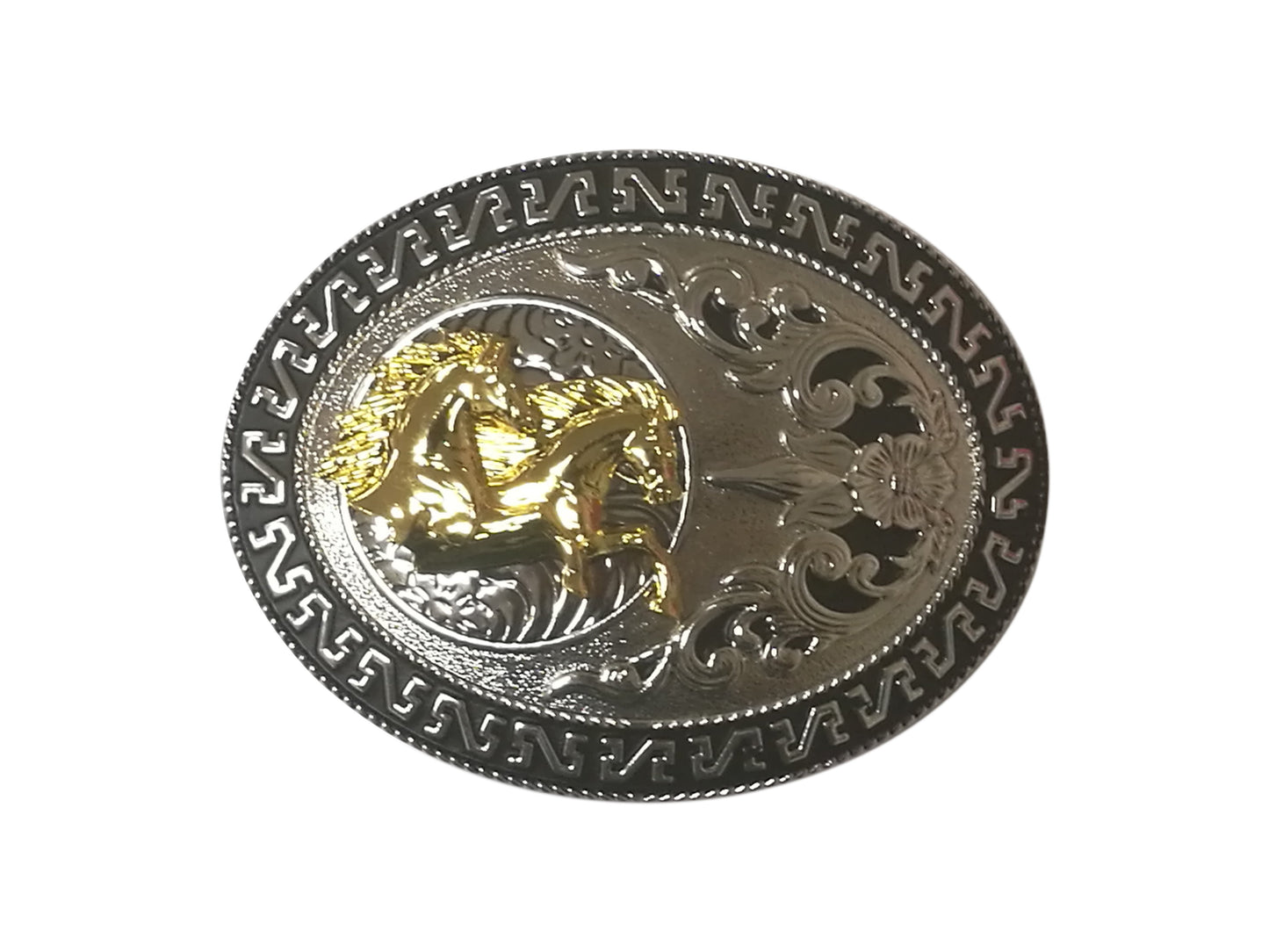 DOUBLE HORSE RUNNING BELT BUCKLE OVAL WESTERN BUCKLE FASHION ART NEW #EH12287