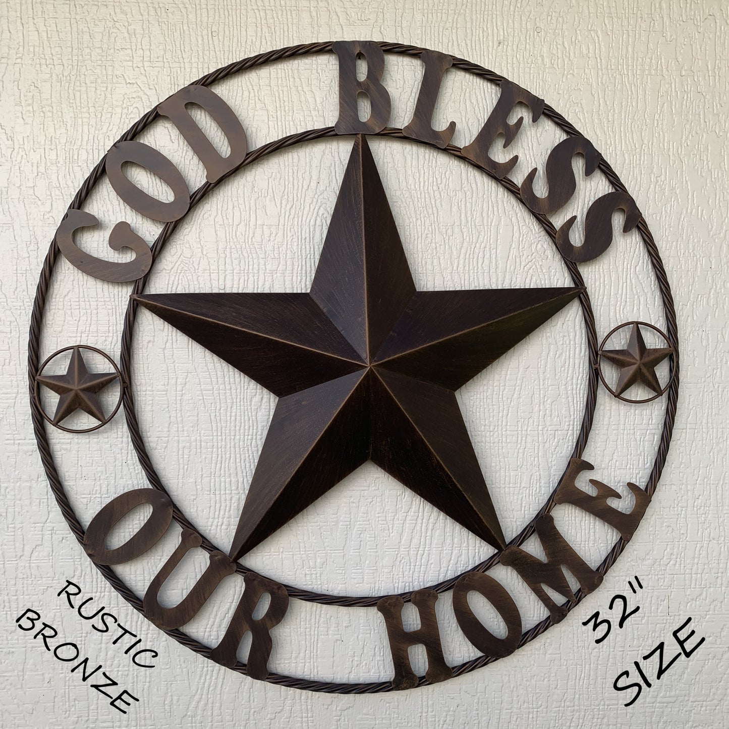 GOD BLESS OUR HOME 18",24",32",36" BARN STAR METAL LONE STAR TWISTED RING WESTERN HOME DECOR HANDMADE NEW #EH11002