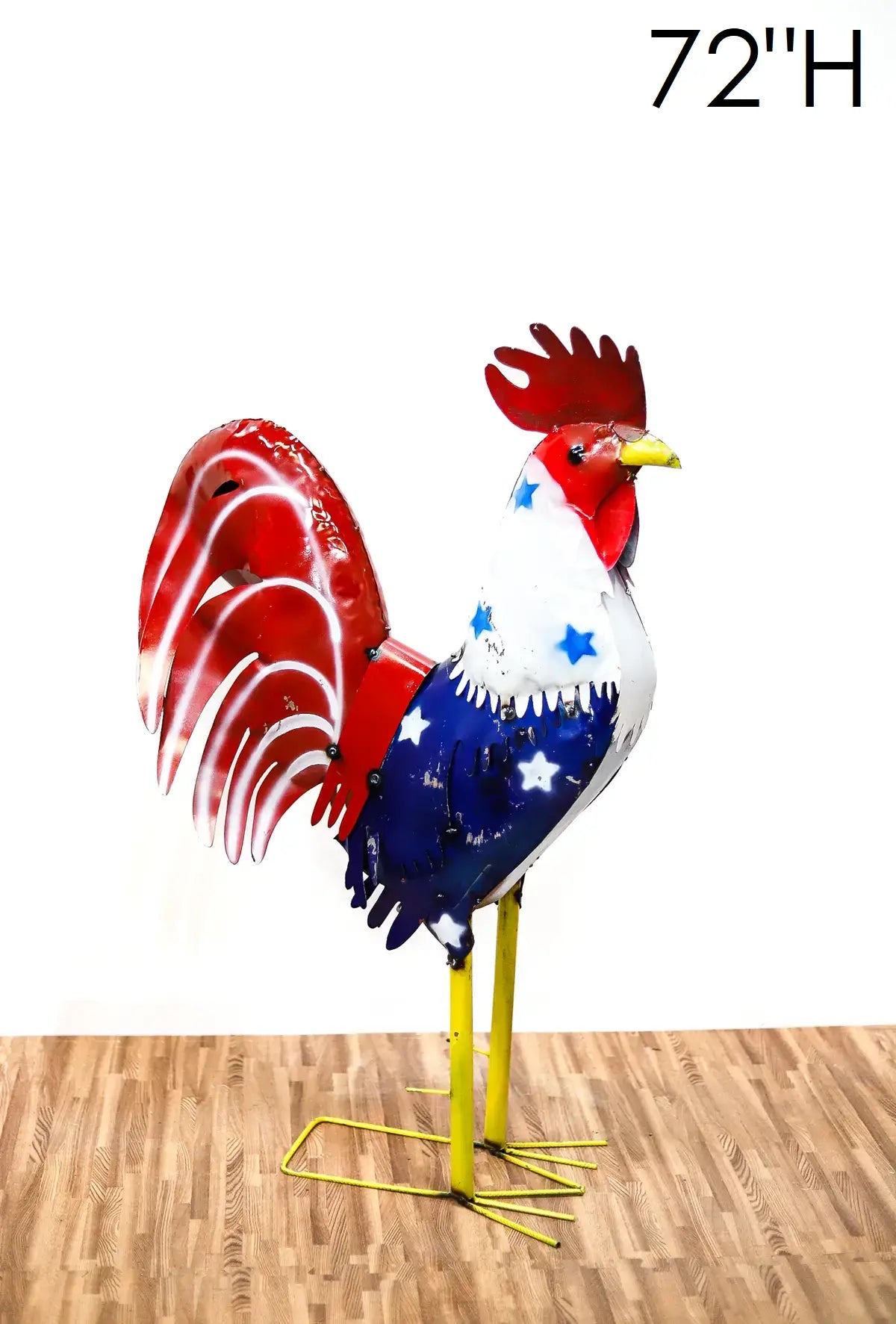 USA FLAG ROOSTER AMERICAN RED WHITE BLUE PATRIOTIC GARDEN METAL SCULPTURE WESTERN HOME DECOR ORNAMENT HANDMADE #34-003 18",30",40"