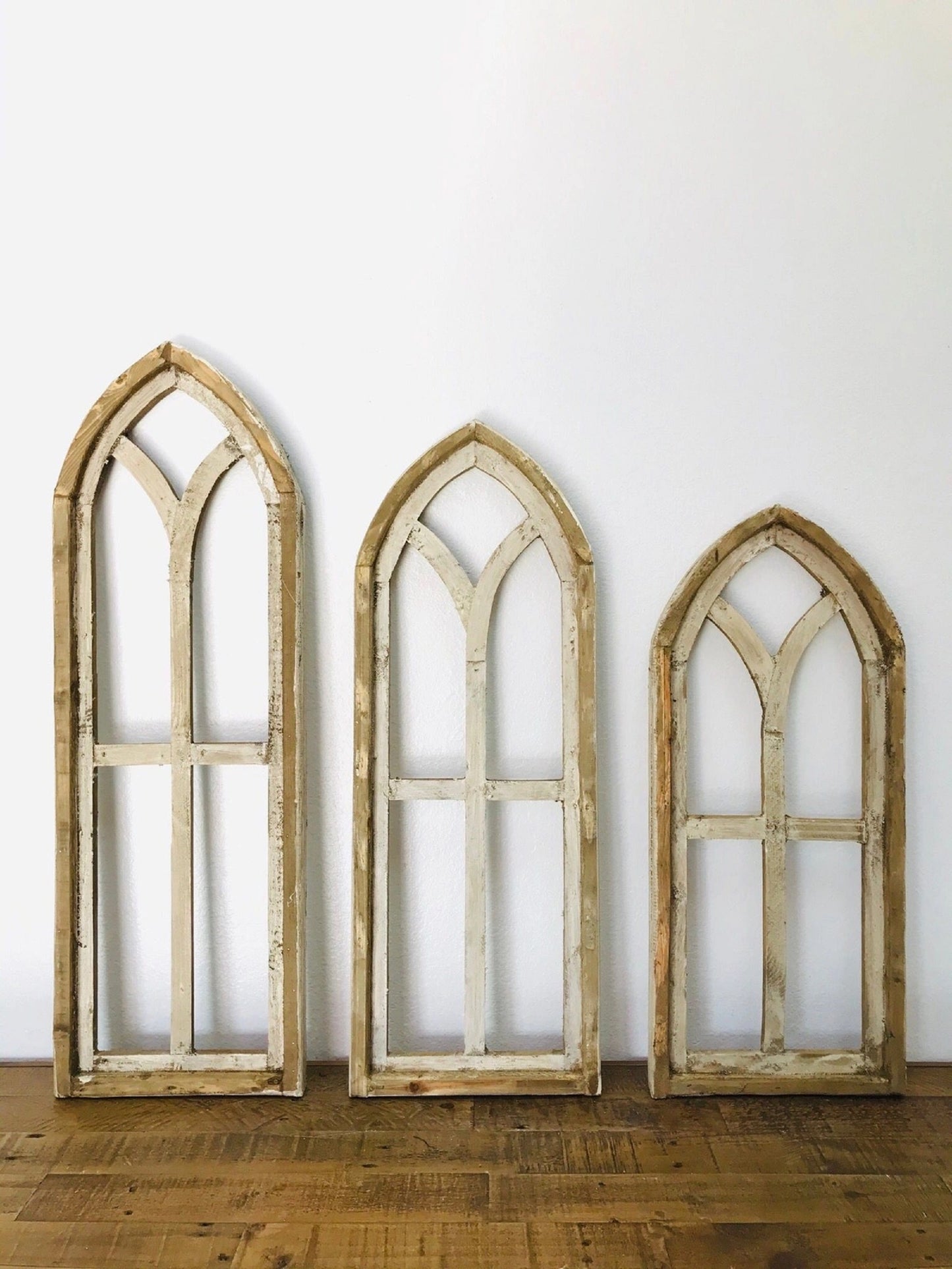 28",32",36" CATHEDRAL WINDOW WOOD 3PCS SET WESTERN HOME DECOR HANDMADE CRAFT NEW #EH11560