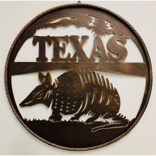 #SI_LG18109 TEXAS ARMADILLO 23" CUSTOM METAL VINTAGE CRAFT WESTERN HOME DECOR HANDMADE NEW