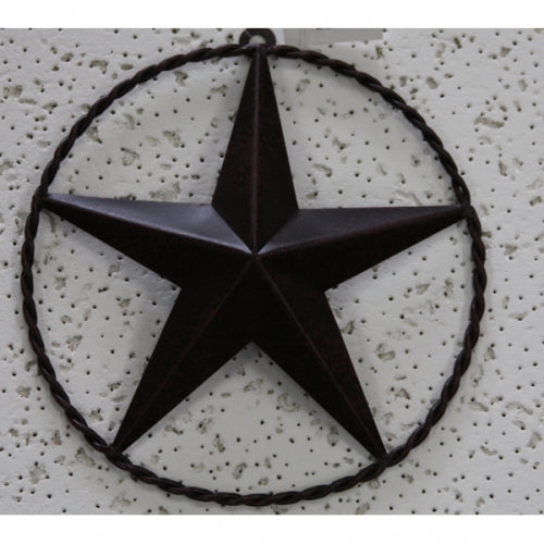 4" BARN STAR TWISTED ROPE RING METAL ART WESTERN HOME DECOR VINTAGE RUSTIC BRONZE ART NEW-- FREE SHIPPING - #EH10002