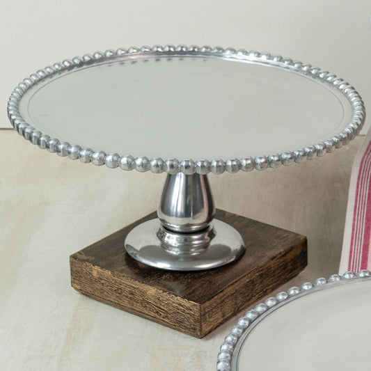 IH_#6153 11" BEADED CAKE STAND MEDUIM WESTERN HOME DECOR NEW