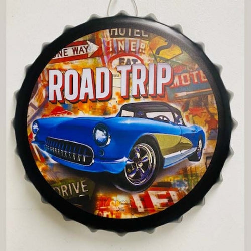 ROAD TRIP BOTTLE CAP TIN SIGN METAL ART WESTERN HOME DECOR CRAFT