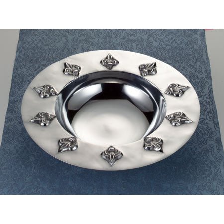 #IH_9405 FLEUR DE LIS RIM BOWL METAL WESTERN HOME DECOR SERVERWARE HANDMADE NEW