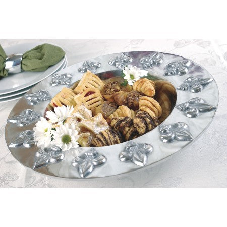 #IH_9405 FLEUR DE LIS RIM BOWL METAL WESTERN HOME DECOR SERVERWARE HANDMADE NEW