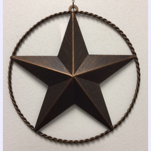 4" BARN STAR TWISTED ROPE RING METAL ART WESTERN HOME DECOR VINTAGE RUSTIC BRONZE ART NEW-- FREE SHIPPING - #EH10002