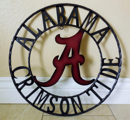 ALABAMA CRIMSON TIDE CUSTOM METAL VINTAGE CRAFT WALL SIGN WESTERN HOME DECOR HANDMADE 12",18",24",36"