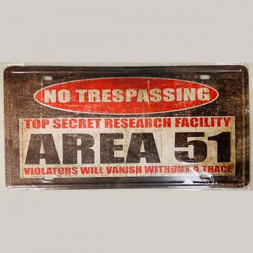 AREA51 SOUVENIR LICENSE PLATE SIGN CAR PLATE METAL DECO WESTERN HOME DECOR #EH11720