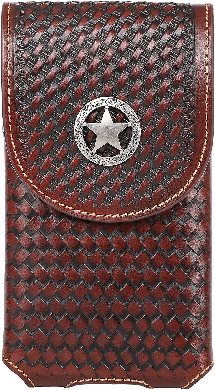 7" LONESTAR BROWN LEATHER POUCH EXTRA LARGE  BELT LOOP HOLSTER CELL PHONE CASE UNIVERSAL OVERSIZE #EH12701--FREE SHIPPING