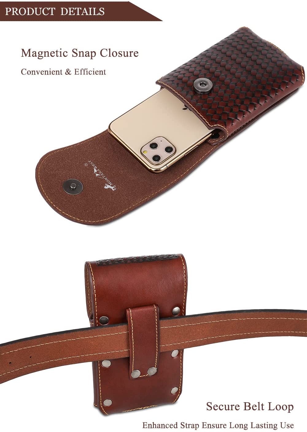 7" LONESTAR BROWN LEATHER POUCH EXTRA LARGE  BELT LOOP HOLSTER CELL PHONE CASE UNIVERSAL OVERSIZE #EH12701--FREE SHIPPING