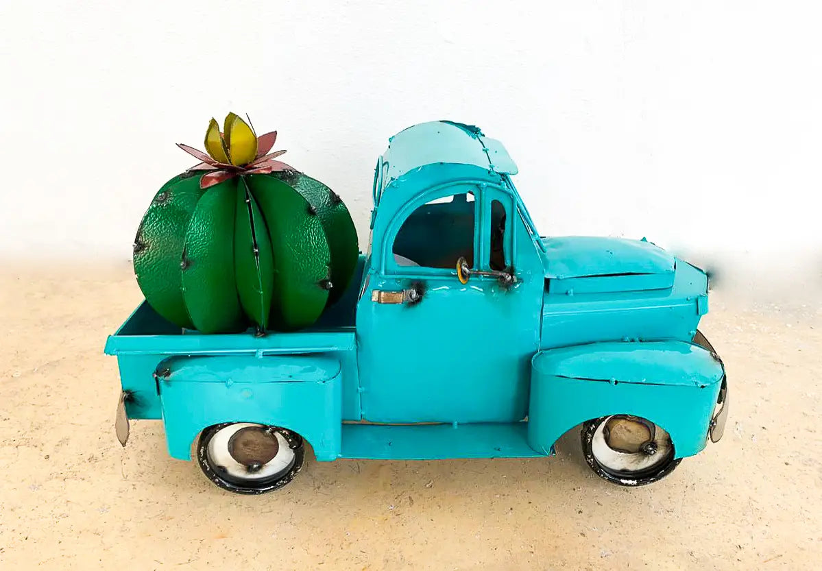 20" MULTI STYLE PICKUP TRUCK METAL GARDEN ART FIGURINE OUTDOOR & INDOOR FARM HOUSE WESTERN HOME DECOR HANDMADE NEW: 20"L X 10"W X 12" H