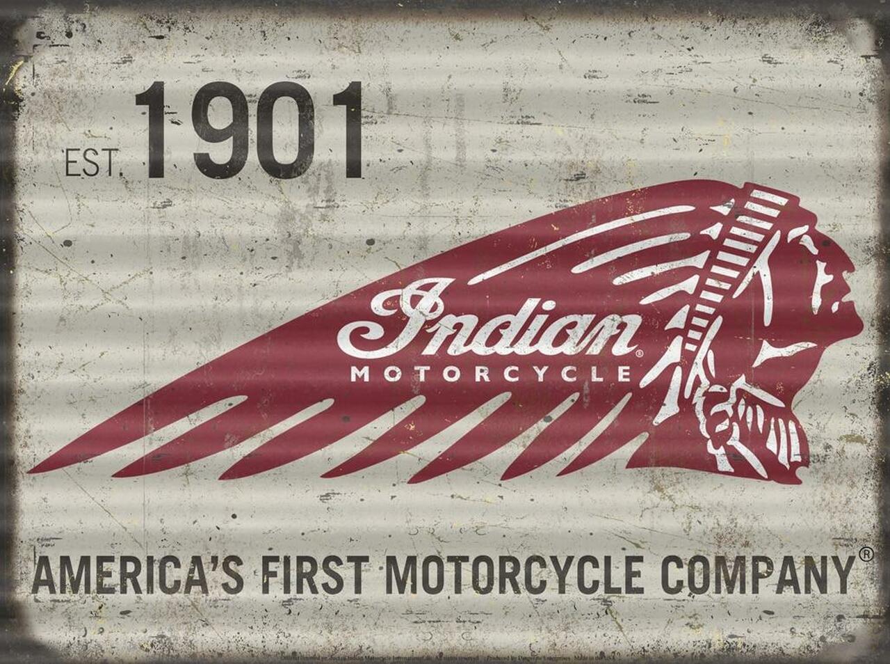 INDIAN MOTORCYCLES TIN METAL SIGN 24"X18" CORRUGATED WESTERN HOME DECOR ITEM#COIND