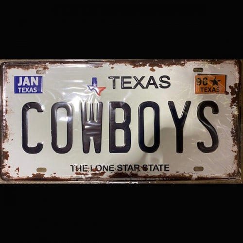 TEXAS DALLAS COWBOYS LONESTAR STATE LICENSE PLATE TIN SIGN BLACK LETTERS METAL ART WESTERN HOME DECOR #EH11716 - FREE SHIPPING