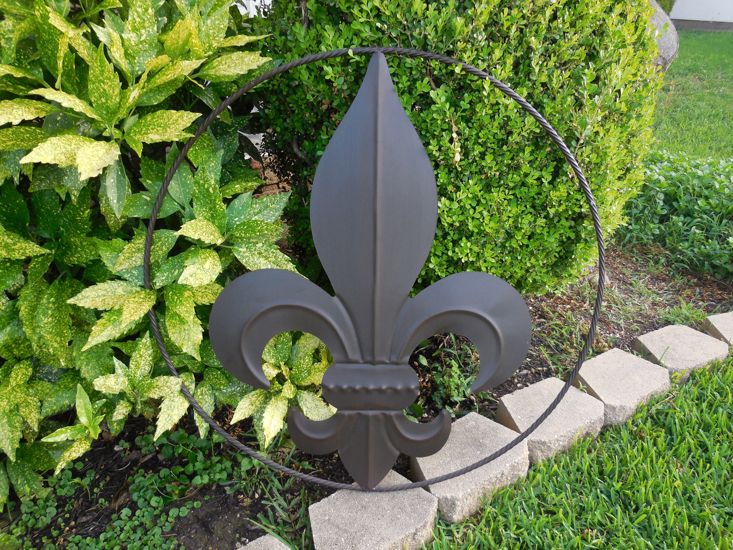 24",36" FLEUR DE LIS METAL WALL ART SIGN WESTERN HOME DECOR RUSTIC BROWN HANDMADE NEW-#EH10149